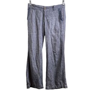 Pilcro Women's Herringbone Linen Blend Wide Leg Pants Low Rise Size 28 Flowy